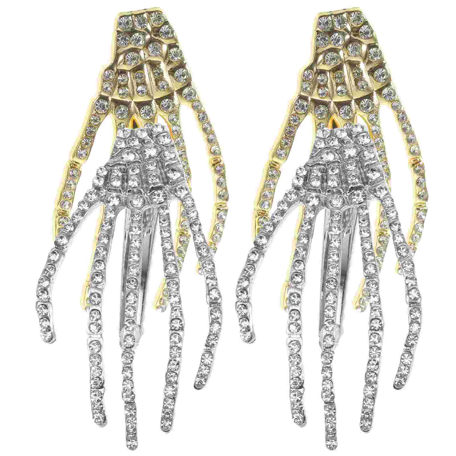 4 Pcs Skull Hair Clip Accessories Halloween Hairpin Alloy Barrettes Rhinestone Rv Zinc Decorations Child Miss