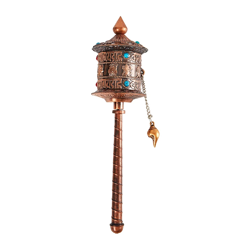 

22cm Portable Tibetan Religion Scriptures Pray Buddhist Hand Prayer Wheel Six Character Truth Words Home Decor