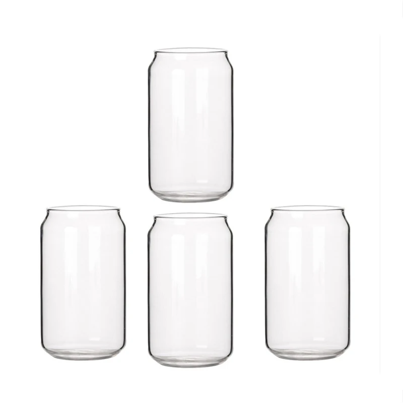 

4 Pack Can Shape Glass Fashion Water Milk Juice Simple Juice Cup Beer Glass Shake Glass Dessert Cup Cola Mug 400ML