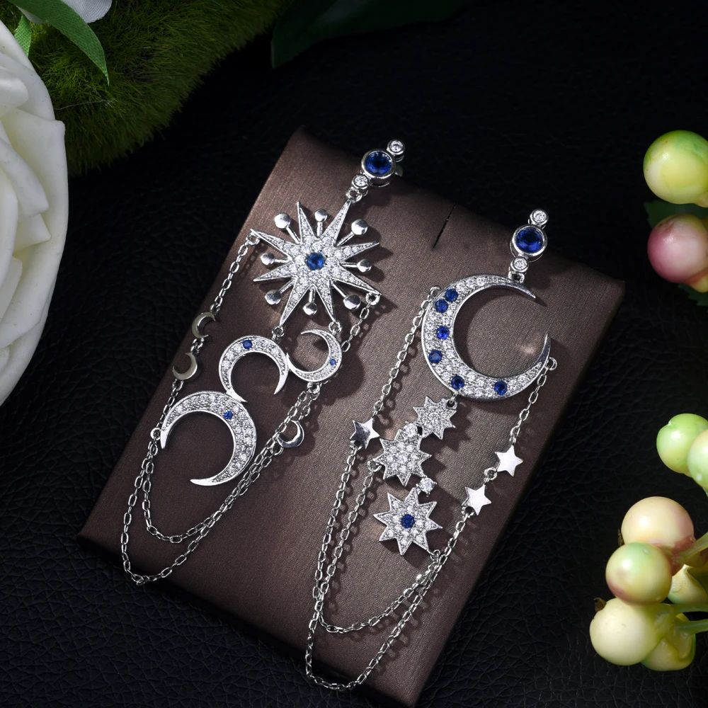 

Fashion New Design Star&Moon Shape Dangle Earrings CZ Engagement Weeding Party Gift for Women boucle d'oreille femme 2019 E-428