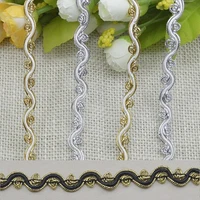 1m high quality gold lace fabric guipure curve ribbon applique silver lace trim white black laces sewing trimmings dentelle l 09
