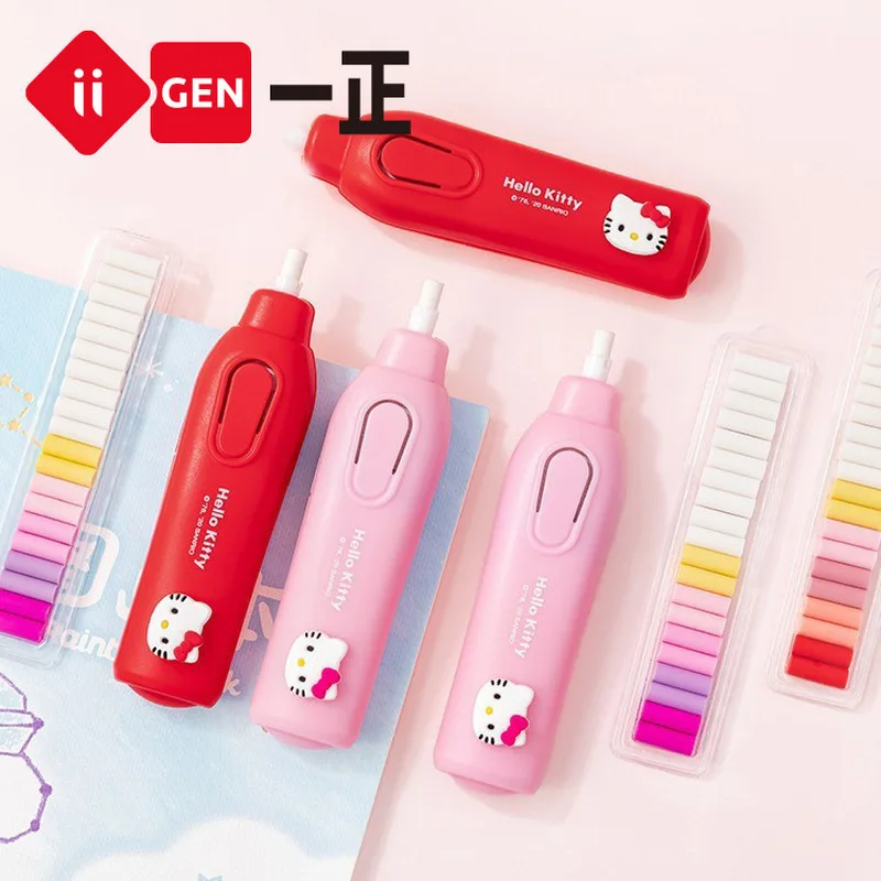 Yizheng Co-branded Sanrio Anime Hello Kitty Cartoon Electric Eraser Office Sketch Writing Drawing Eraser Student Stationery