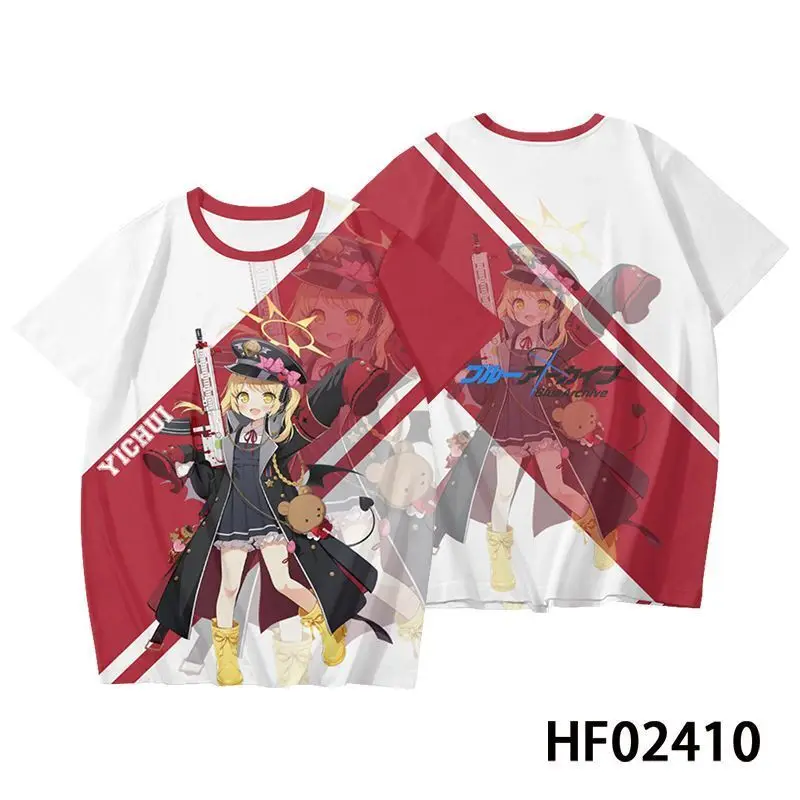 2024 Summer New Simple Fashion Anime Blue Archive Takanasi Hosino Round Neck Short Sleeve T-Shirt Casual Daily Tops
