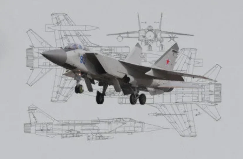 Футболка Mikoyan MiG-31 Interceptor Aircraft Blueprint 100% хлопок с круглым вырезом летняя