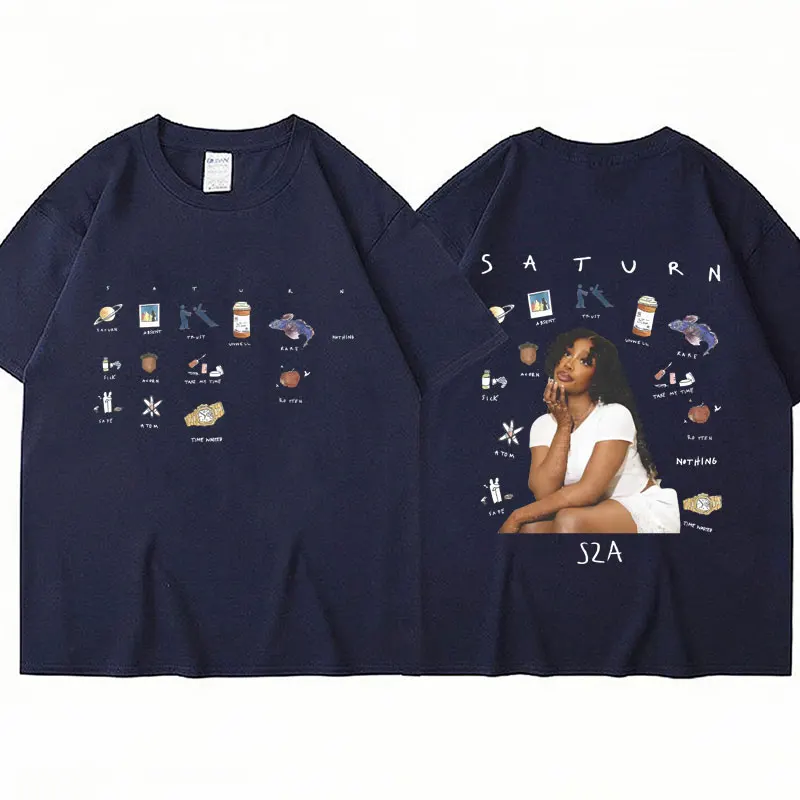 Футболка рэперская с принтом музыки и Сатурна для мужчин женщин Модная хлопковая