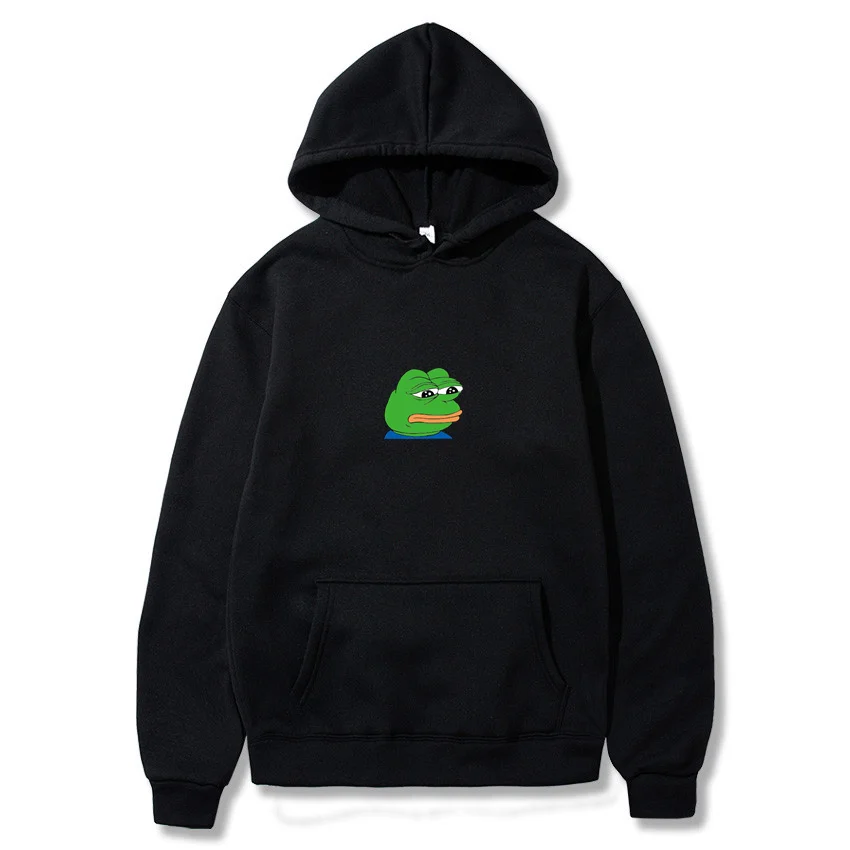 

Harajuku Hip Hop Hoodies Sweatshirt Male Japanese fashion Casual hoodie Sad tearing frog Print Hoodies Men Hooded Sweatshirts