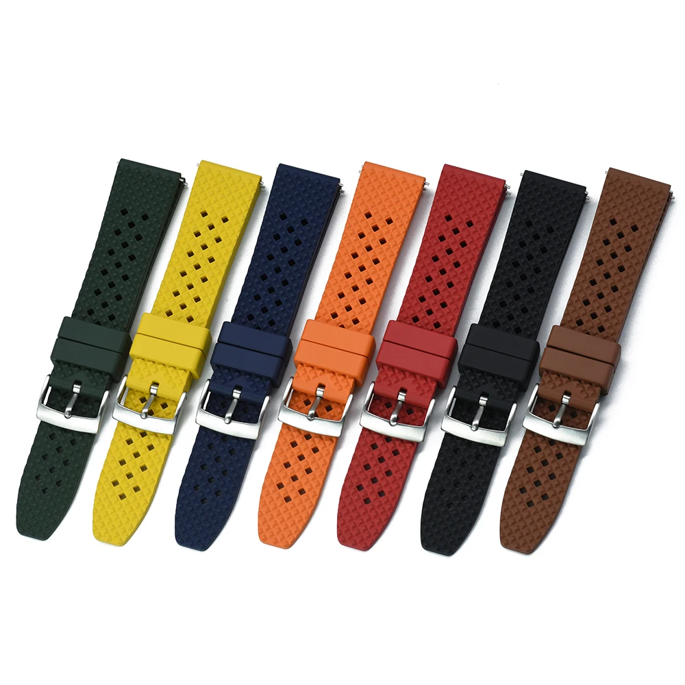 New Designed Honeycomb Fluorine Rubber Watch Strap 18mm 20mm 22mm Quick Release FKM Watchbands