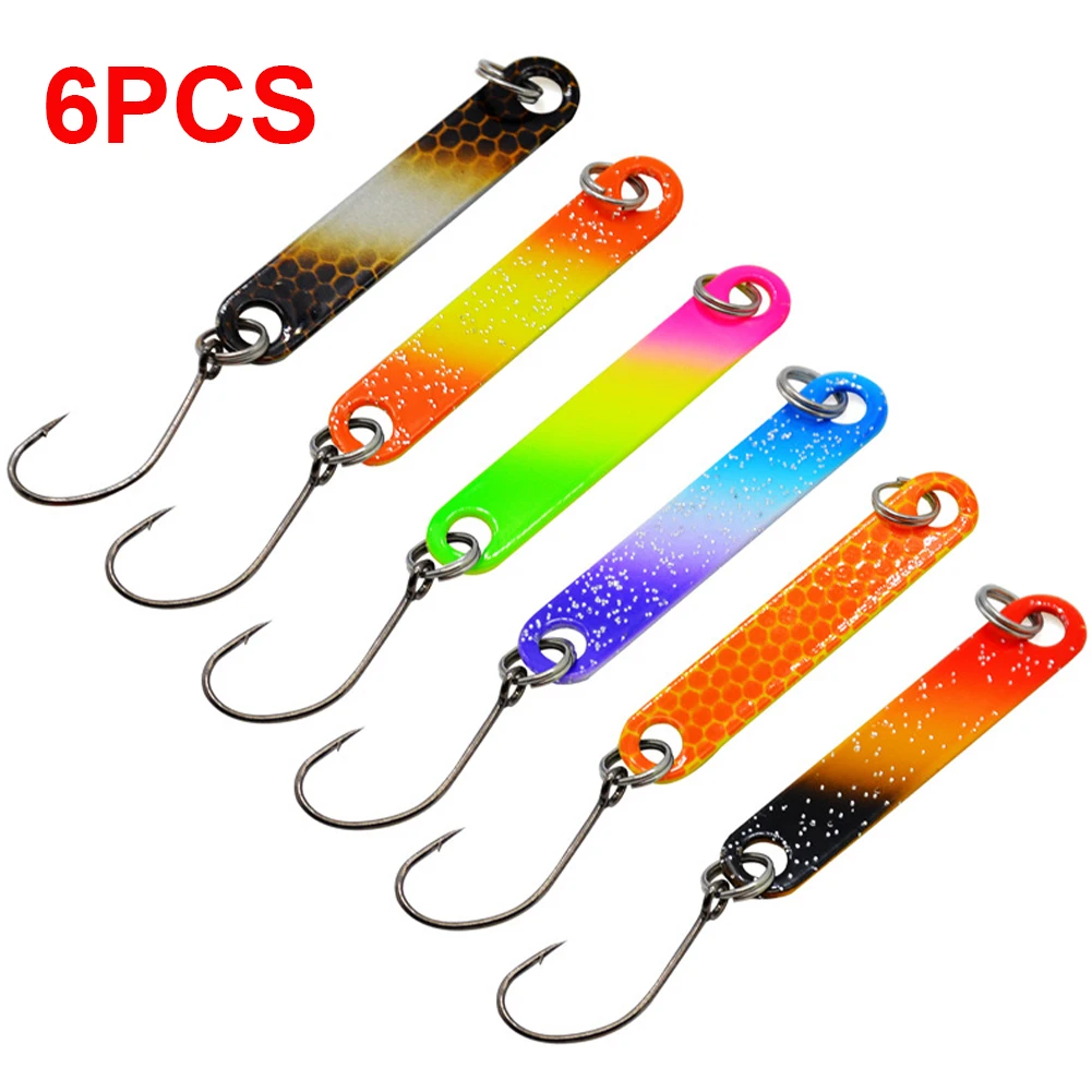 

6PCS Pesca Iron Stick Ice Fishing Spoon 4cm 2g Colorful Spoon Bait Copper Metal Fishing Lure For Trout Pike Perch