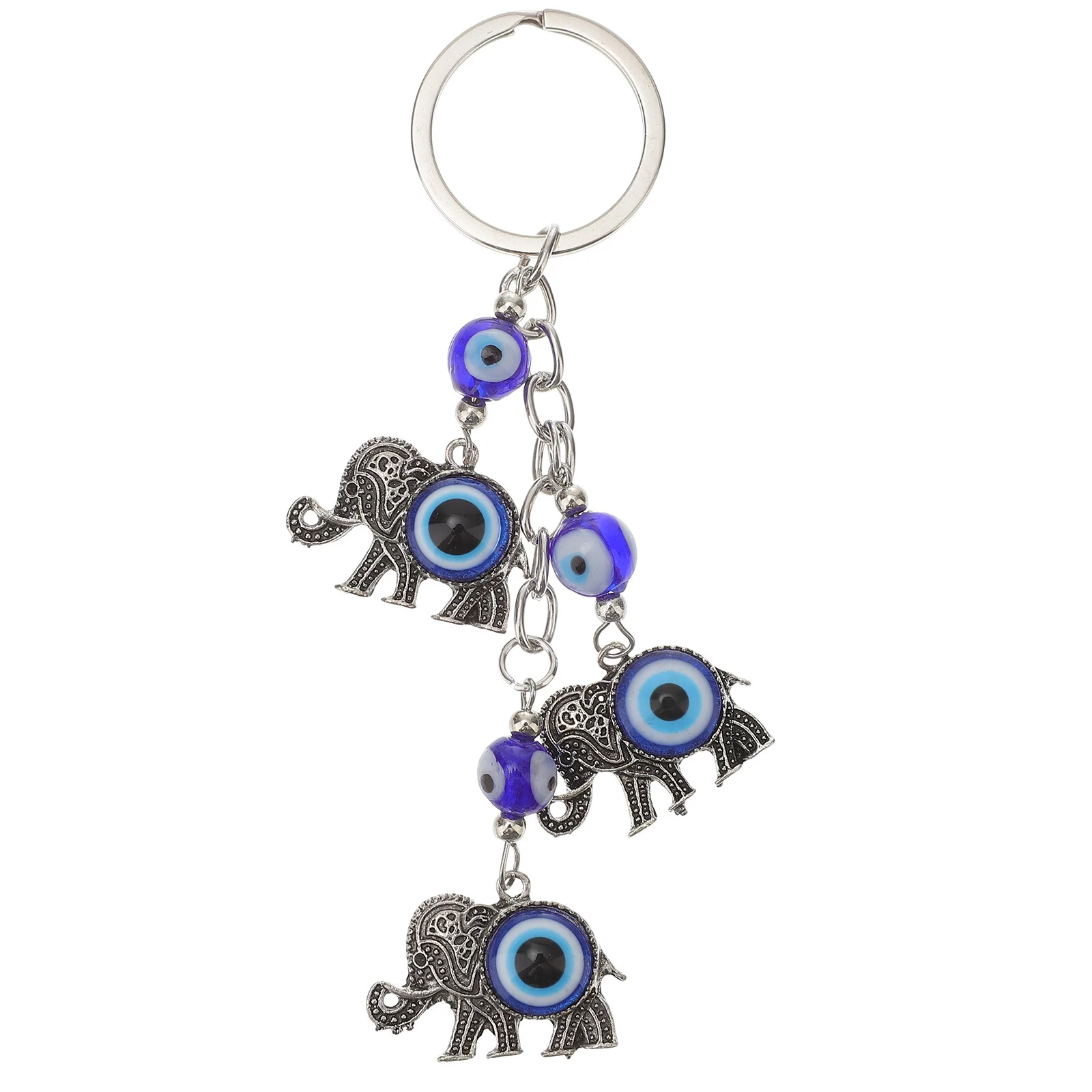 

Key Chain Bag Pendant Evil Eye Crystal Decor Car Metal Blue Keyring Elephant Miss Home Decoration