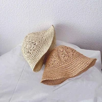korean summer straw hat for baby girl beach sun cap crochet children panama hat princess baby hats handmade foldable bucket hat