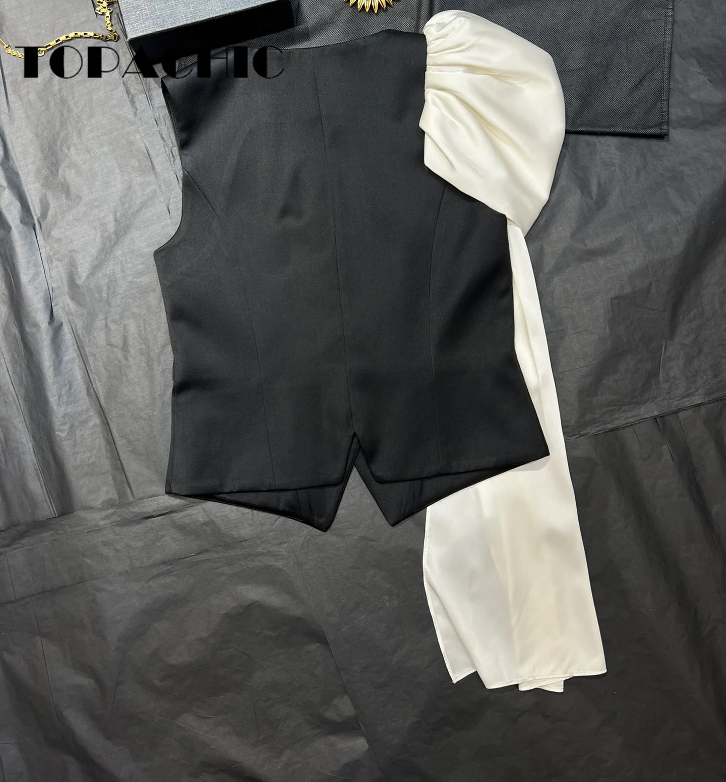 Женский винтажный однобортный жилет с v-образным вырезом и цветной лентой