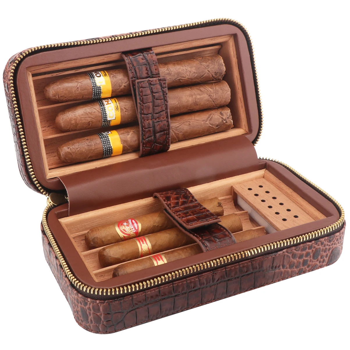 Travel Cigar Humidor Case Cedar Wood Cigarrete Box With Humidifier&Dropper Portable 6 Slots Bag Smoking Accessories For COHIBA