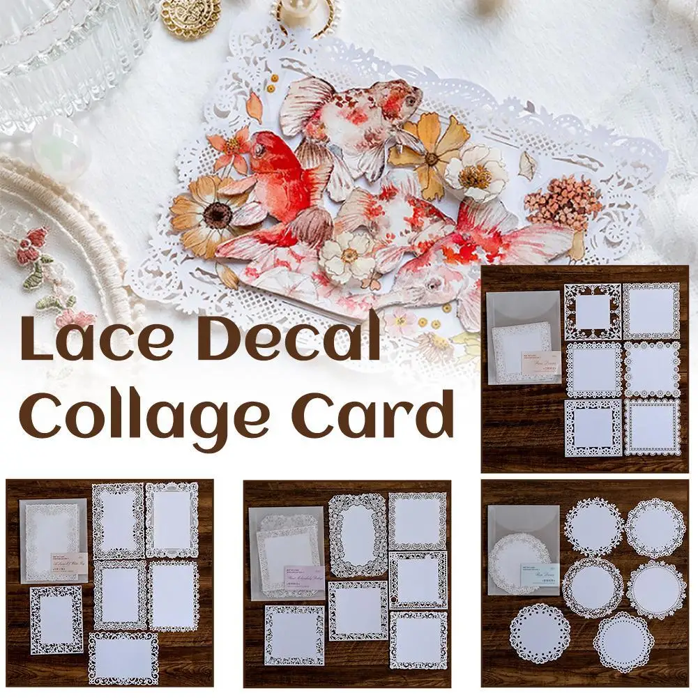 

1 Set Lace Decal Collage Card Scrapbooking Shorthand Book Aesthetic Decorative DIY Art Supplies Personalized White Blank
