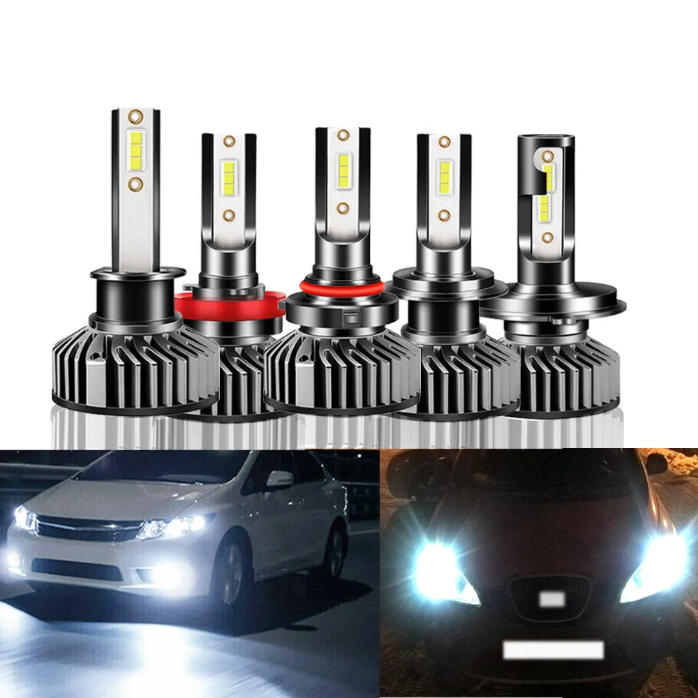 2pcs LED H8 F2 CSP Car Headlight 16000LM 12V Waterproof Headlamps Signal Bulb Fog Spot Light Daytime Running Lamp Brake Lights
