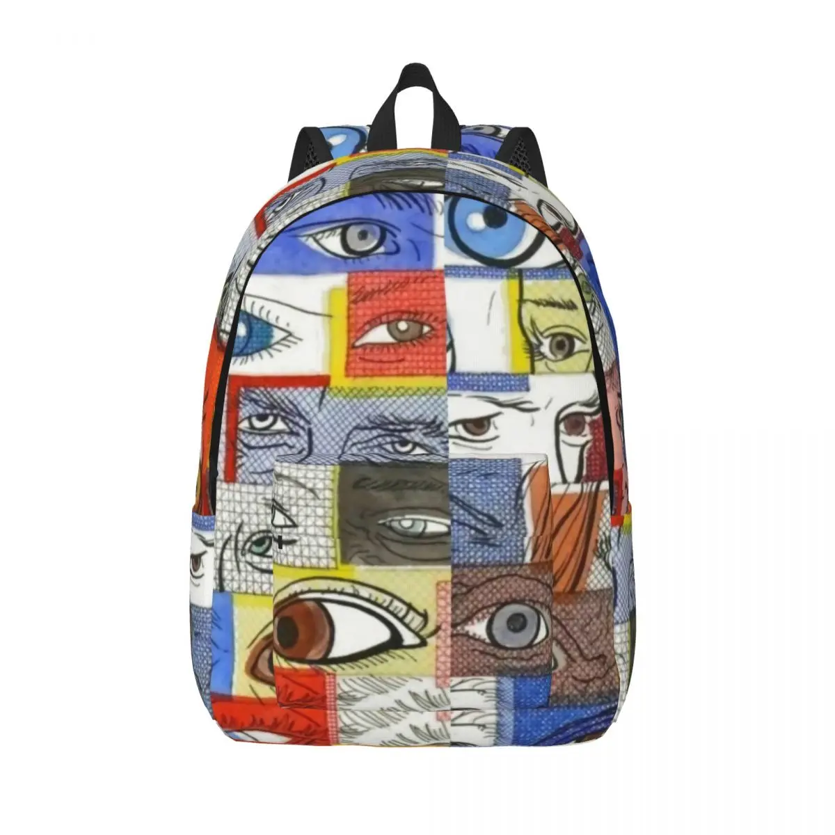 

Blues And Silver Eyes Vintage Canvas Backpacks Fun Crazy Wild and Unique Eyeballs Drawings Big Kawaii Backpack Summer Bags