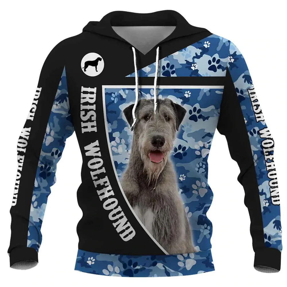 

CLOOCL Fashion Animal Hoodies 3D Graphic Navy Camo Irish Wolfhound Printed Sweatshirts Animals Dog Whippet Sportswear