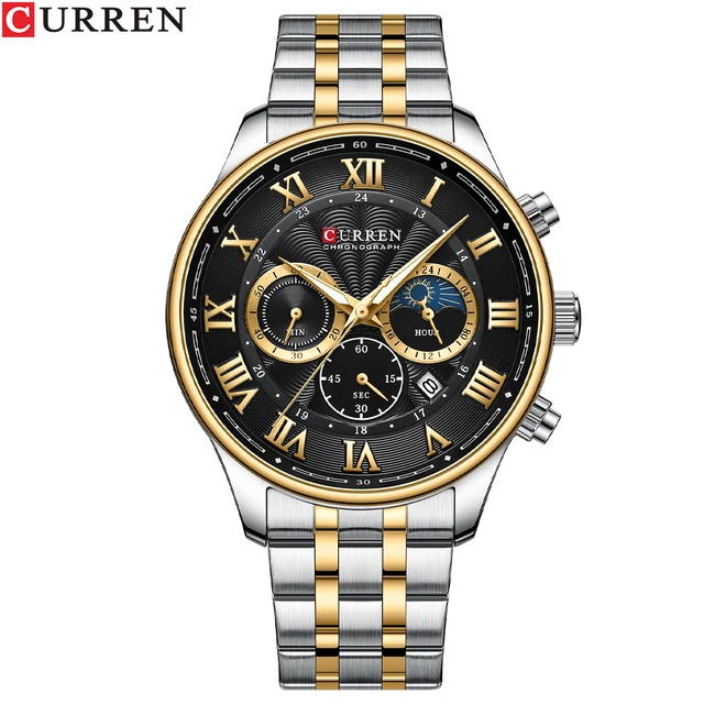 CURREN Watches Men's Sport Quartz Chronograph Wristwatches Luxury Stainless Steel Clock with Luminous Watch Relogio Masculino 2