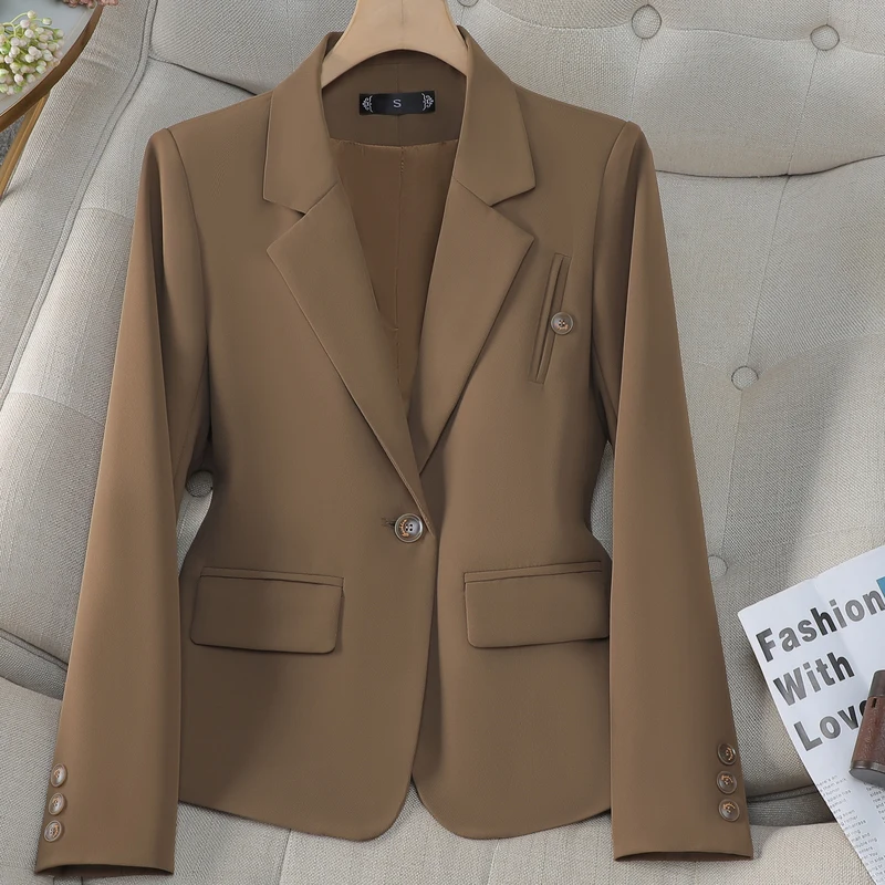 Офисный женский пиджак женская куртка абрикосового кофейного цвета черный с
