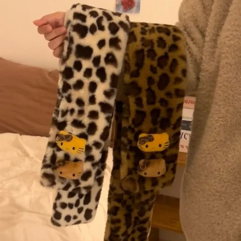 Новый Sanrio Hello Kitty мультфильм аниме леопардовый длинный плюшевый шарф Kawaii