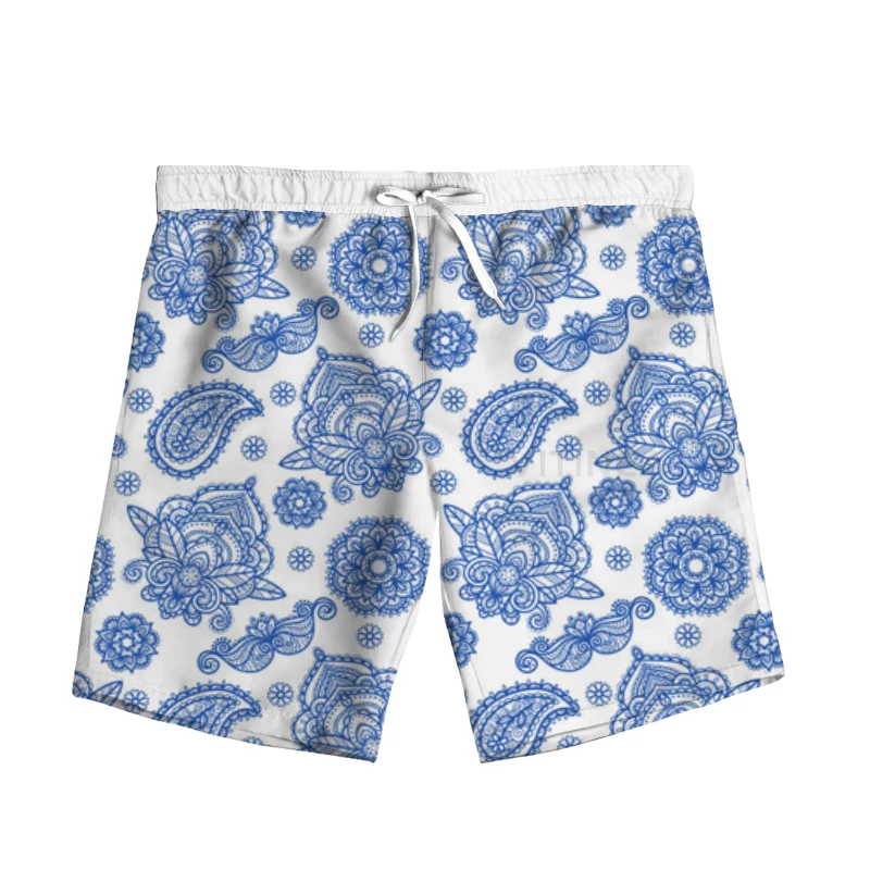 

New Fashion 3D Print Paisley Bandana Woman Men Summer Beach Loose Shorts Casual Pants Polyester Plus Size S-7XL