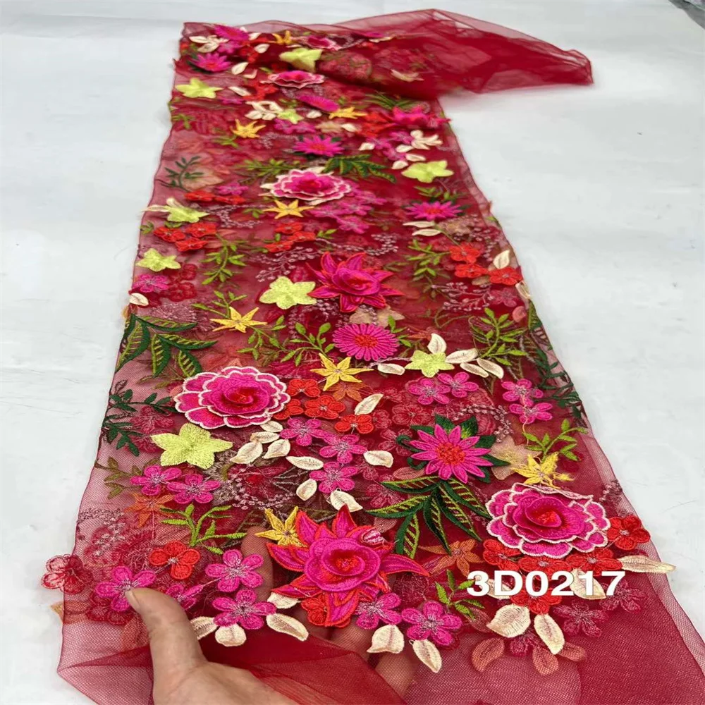 2024 высокое качество модная оптовая продажа 3D цветочная аппликация новый тюль