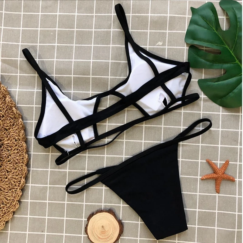Women's Sexy Cutout Bikini Thong Bikini Set String Two Piece Swimsuit Bathing Suit