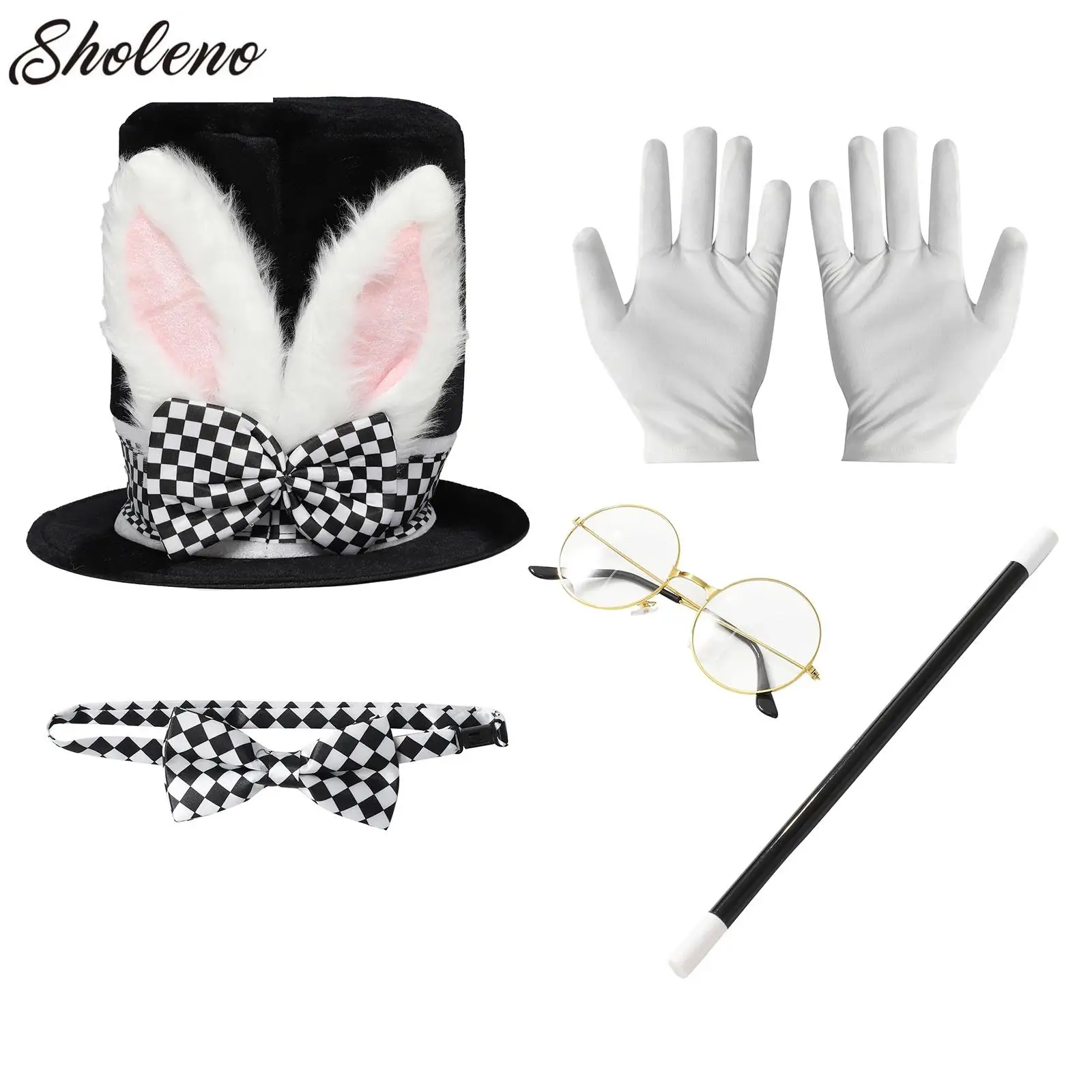 Пасхальный костюм набор аксессуаров белые кроличьи уши шляпа фокусника сказка