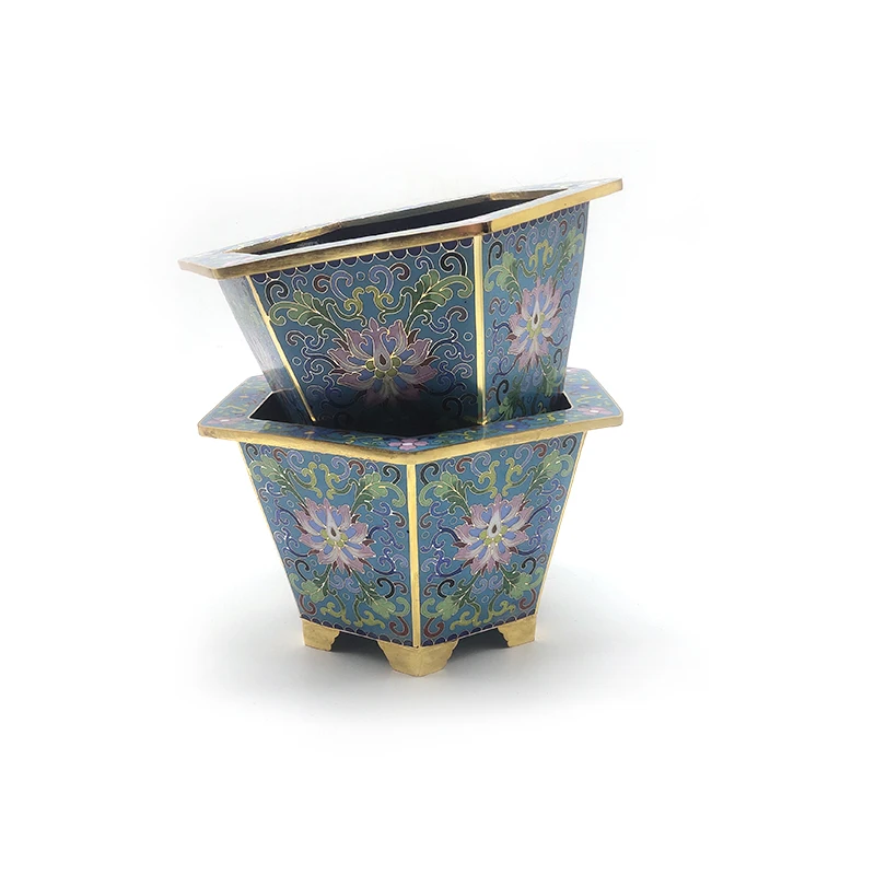 

Hexagonal Cloisonne flowerpot business gifts Cloisonne Crafts