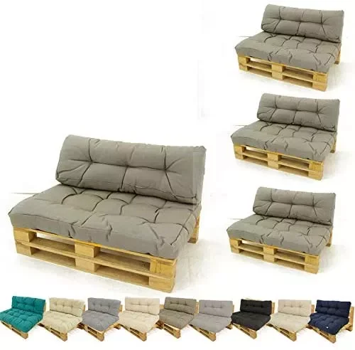 

Pack 4 pallet sofas + cushion + cappuccino backrest cushion, sofa and outdoor seats, outdoor armchairs, garden sofas, garden fu
