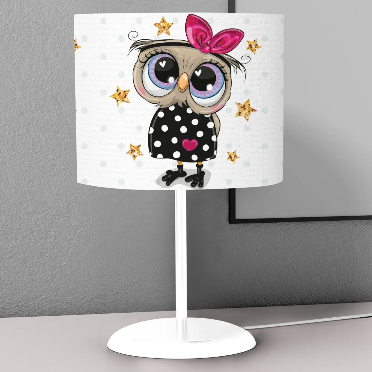 

Tiny Owl With Cute Ribbon Kids Bedroom Nightstand Night Desktop Lamp Decorative Lampshade Book Reading Light Lantern Bedside