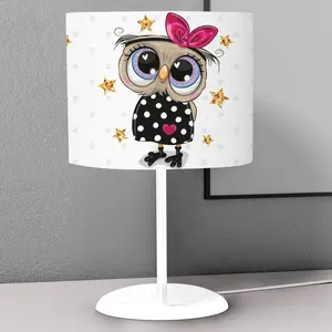 Tiny Owl With Cute Ribbon Kids Bedroom Nightstand Night Desktop Lamp Decorative Lampshade Book Reading Light Lantern Bedside