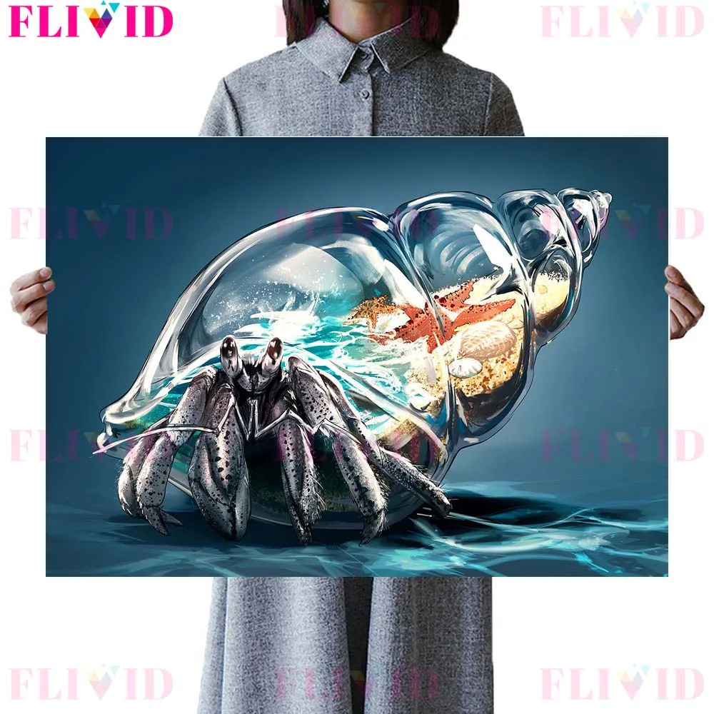 Риф рифа танка Armadillo Hermit Краб таблетка Жук Улитка Черепаха настенная Картина на