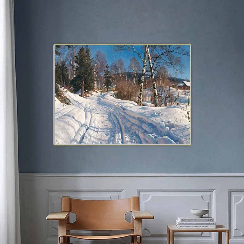 Картина Peder Monsted &quotSnowy Forest Road In Sunlight&quot