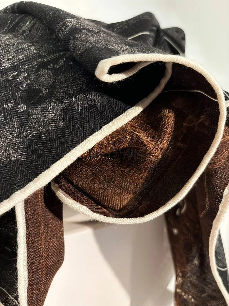 Высококачественный двусторонний гетерохромный шелковый шерстяной шарф женский