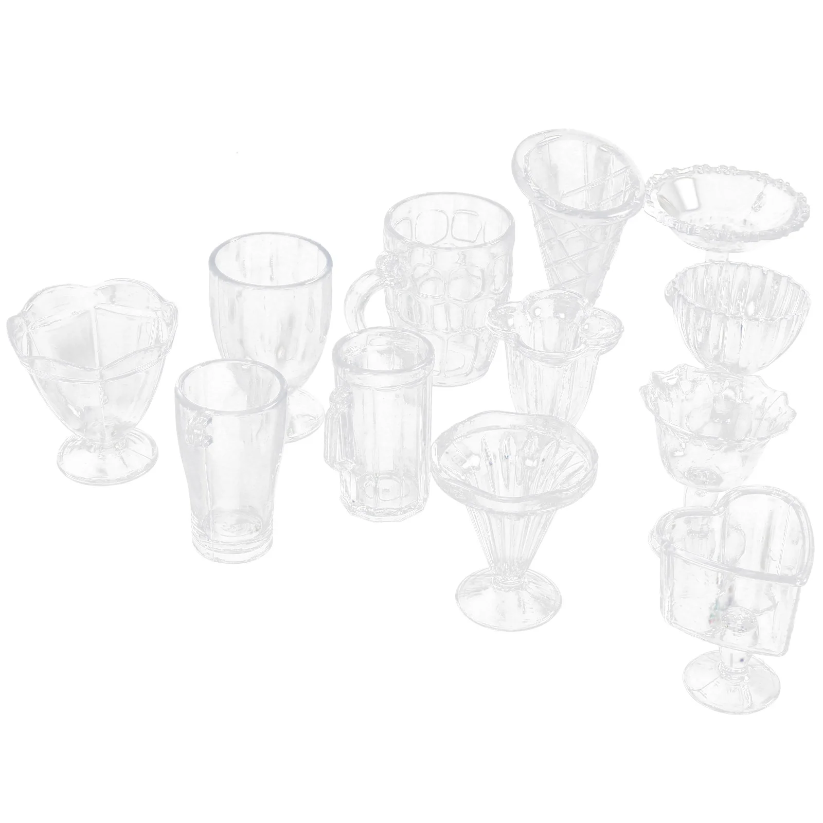 

12 Pcs Mini Kitchen Utensils Cups House Decor Decorations Miniatures Dolls Tiny Kids Pretend Play Toy Plastic Mugs Props