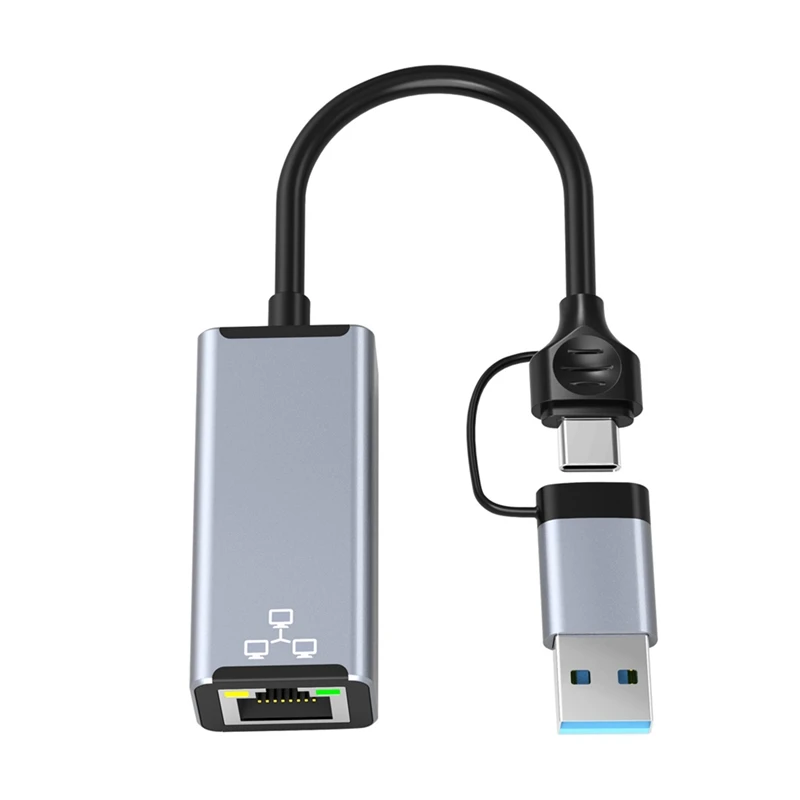 

PPYY-USB Type C To RJ45 Wired Network Card Super Speed USB 3.0 To Ethernet Adapter For Laptop PC, Network Card