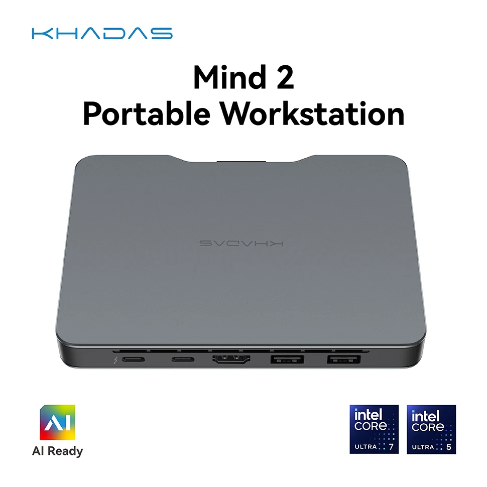 Мини-ПК Khadas Mind 2 с искусственным интеллектом Intel Core Ultra 7 155H 16C/22T Arc