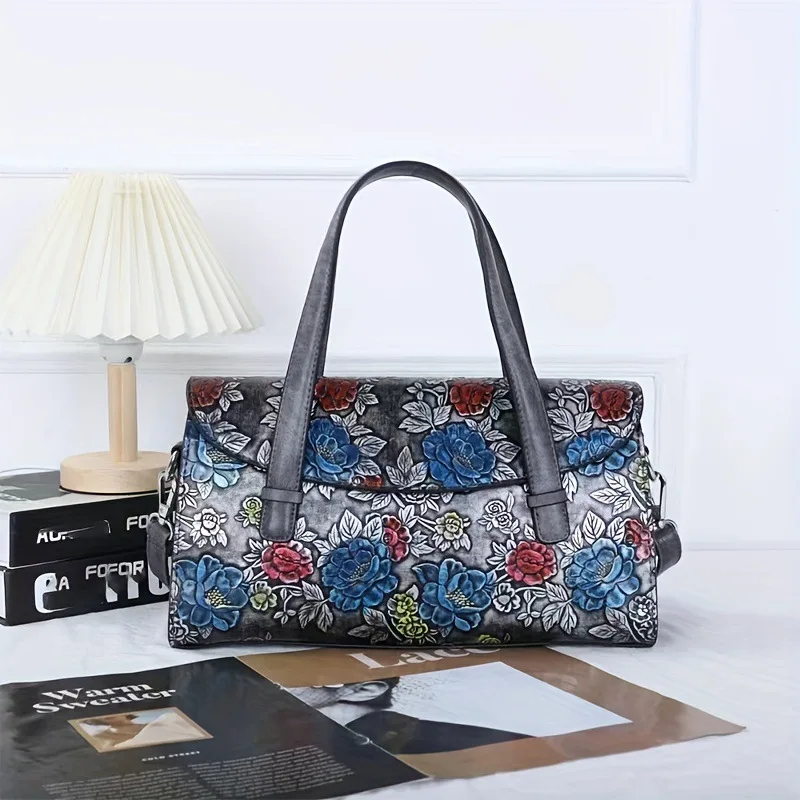 

Genuine leather bag Women's handbag Fashion embossed versatile crossbody bag