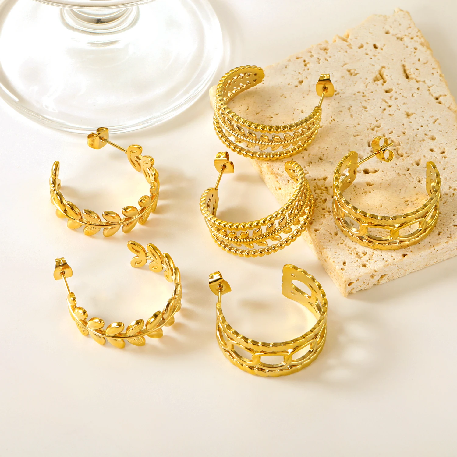 Новинка 2025 года полые серьги-кольца из нержавеющей стали C-образной формы серьги