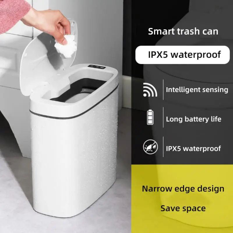 

Touchless Smart Trash Can Automatic Sensor Garbage Bin for Kitchen Bathroom Toilet Waste Bins USB Charging Waterproof Dustbin