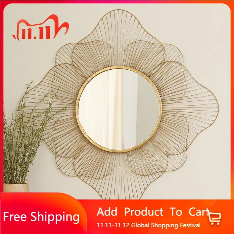 

Large Shower Mirror Gold Makeup Hair Cut Bathroom Mirror Decor Aesthetic Bedroom Espelhos De Banho Decorative Mirrors EB5JZ