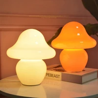 Vintage Table Lamp Creative Glass Mushroom Table Lamps For Bedroom Nordic Home Decor Desk Light Night Usb Dimming Bedside Lamp