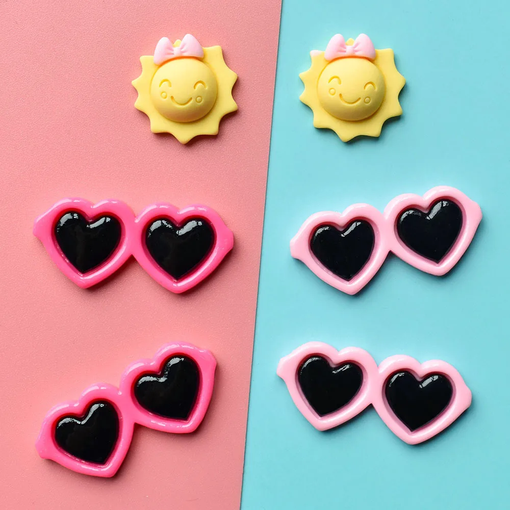 

10pcs Mini Kawaii Resin Sun Glass Flatback Charms Miniature Accessories Craft Supplies Scrapbooking Materials Phone Shell Diy