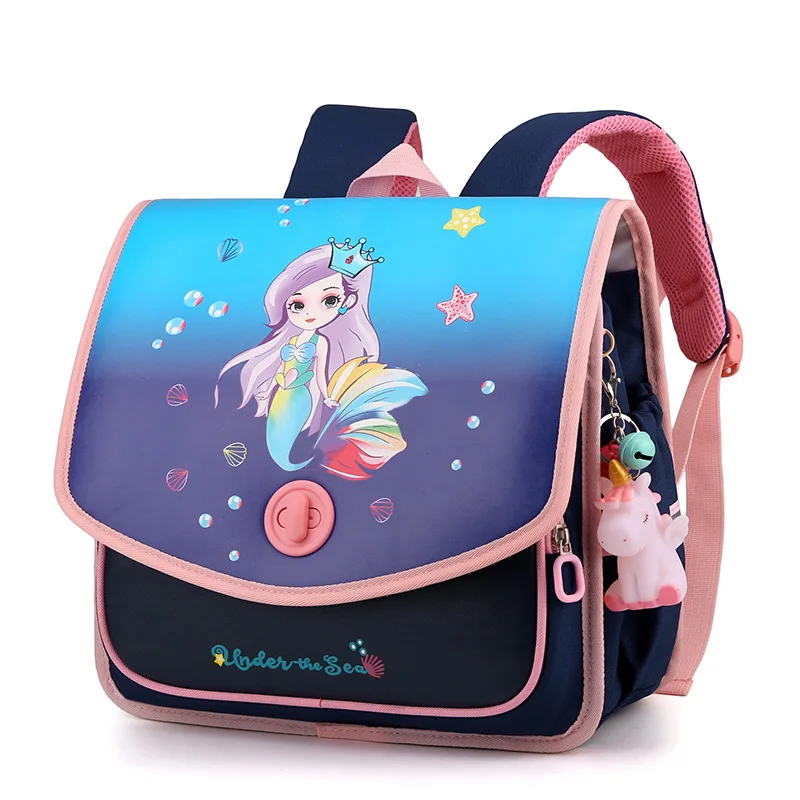Drop Shipping Kids Cartoon School Bag for Girls Primary Backpacks Grades 1-3 Primary Student Children Waterproof Hasp Schoolbag