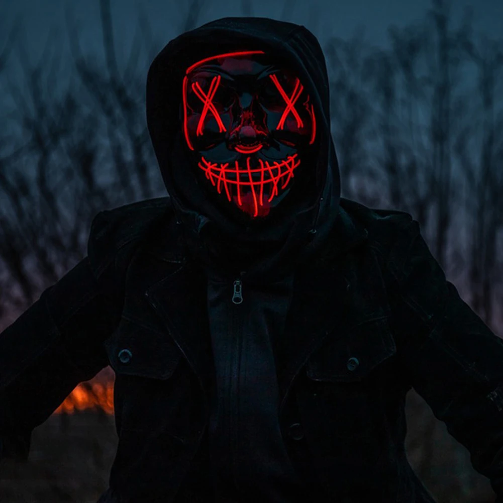 

Halloween Scary Glowing Mask Horror Glowing Flashing Mask Festival Theme 3 Lighting Modes Holiday Party Dressing Up Props