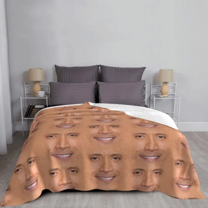 

Many Faces Of The Rock Blankets Flannel Spring/Autumn Dwayne American Actor Johnson Throw Blanket for Bed Outdoor Bedding Throws