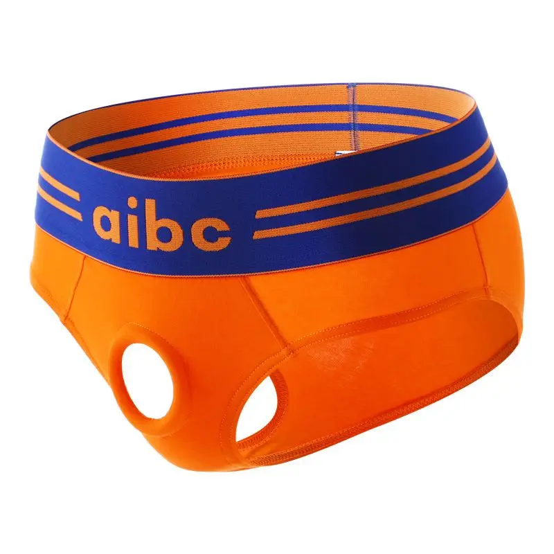 Men's Cotton Briefs Built-in Silicone Cock Ring Vibration Bag Separated Panties Men Underwear Sexy Gay Lingerie with Penis Hole