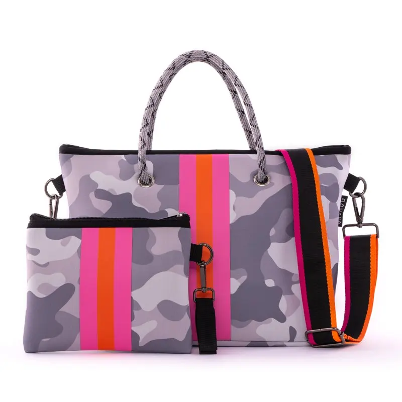 

Neoprene Medium Crossbody Casual Lightweight Everyday Hand Bag for Women with Makeup Pouch, Neoprene Tote