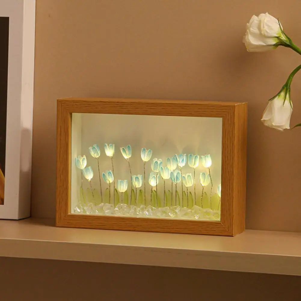 

1 Set Excellent DIY Night Lamp Atmosphere Light Handmade Lamp Photo Frame DIY Flower Night Lamp Desktop Ornament Ornament
