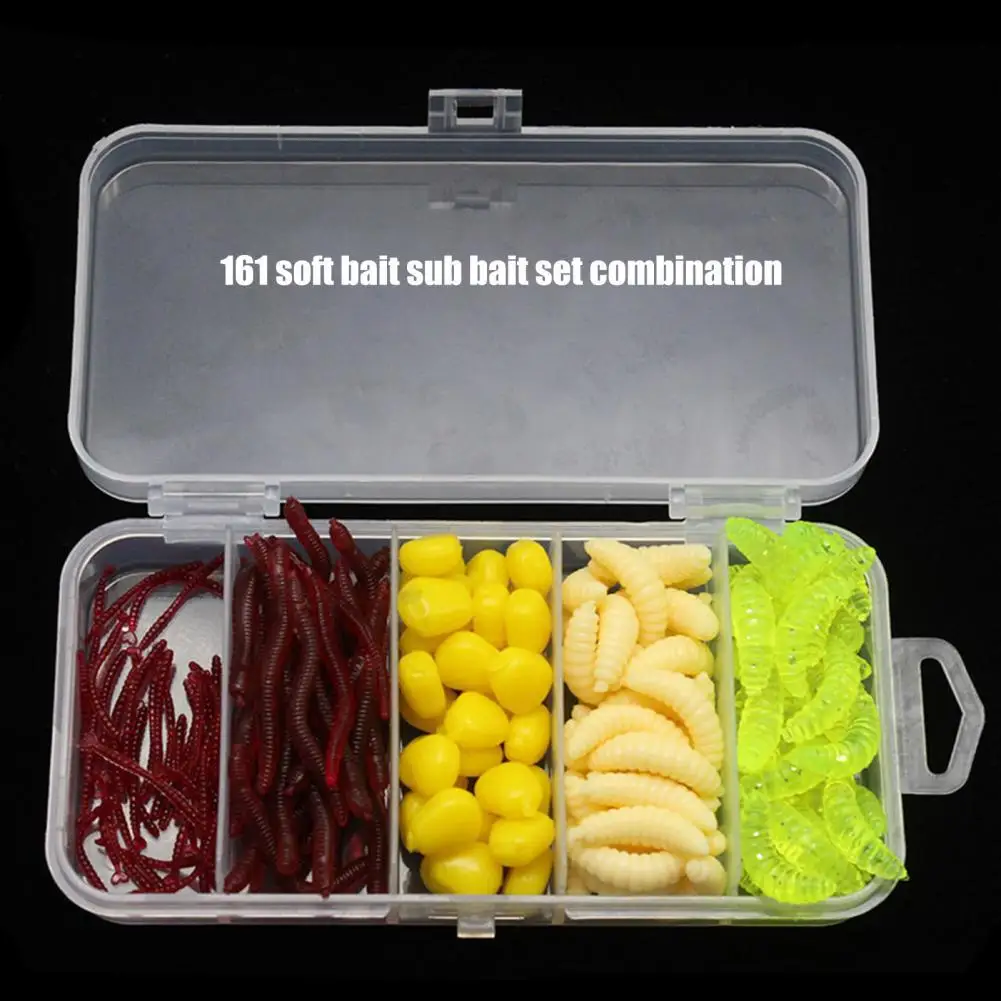 

161Pcs/Set PVC Soft Bait Realistic Wear-Resistant Rust Resistant Earthworm Bait for Angling